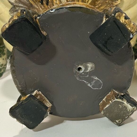 Antique Look Roman Greek Urn Planter Vase 9"x 11" Cream & Bronze Ornate With Lid - Picture 13 of 14